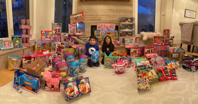 Image: Two children donated 200 toys to Superior fire victims.